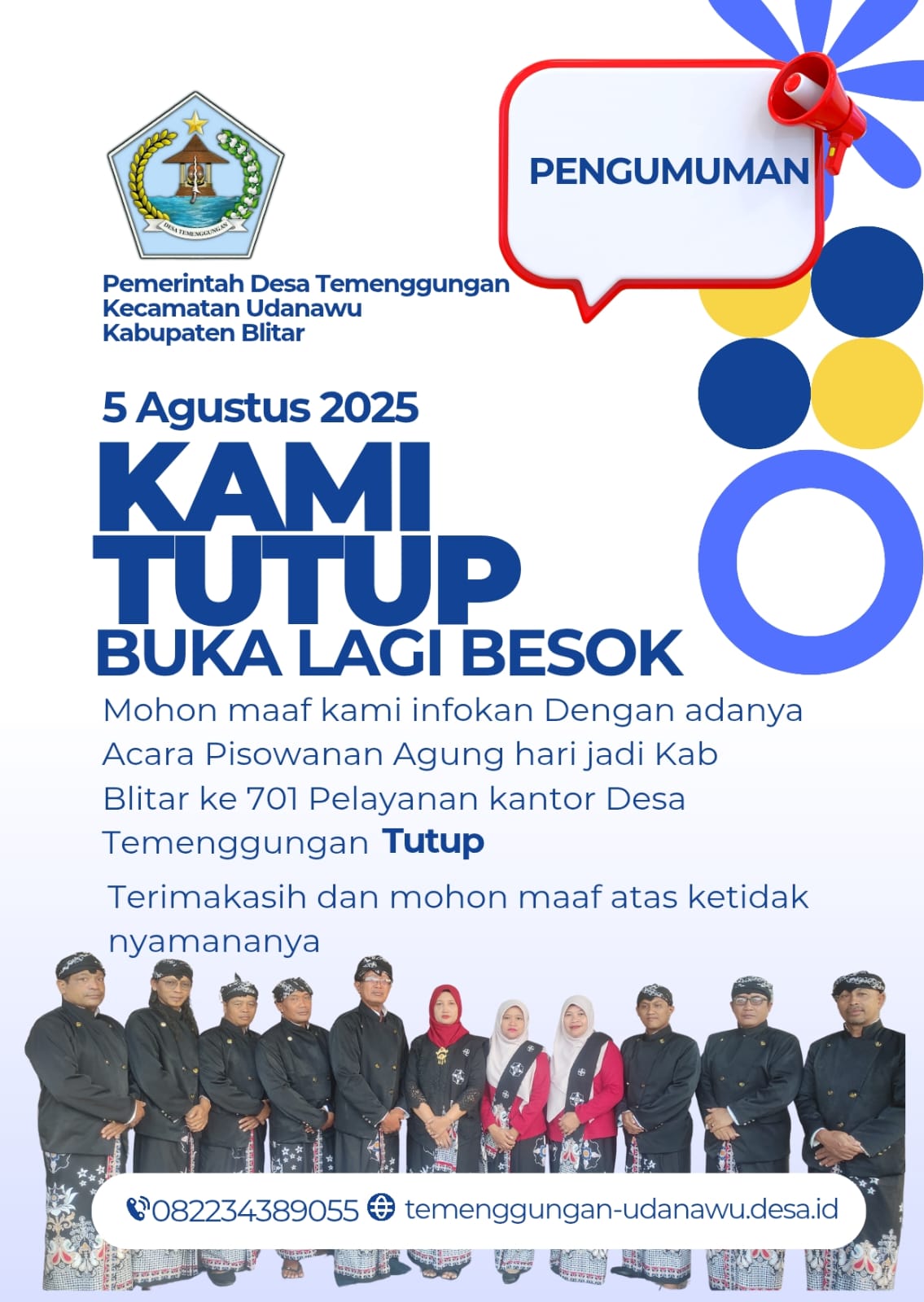 PELAYANAN KANTOR DESA TUTUP SEMENTARA